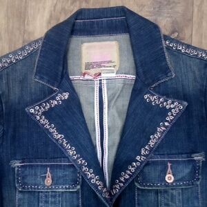 Parasuco Denim Jacket Women's XL Embellished Riveted Distressed